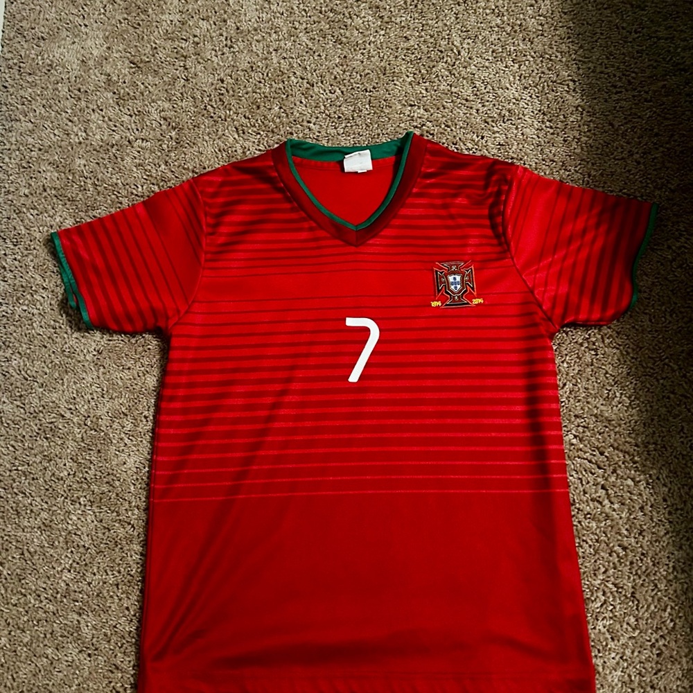 Portugal Ronaldo Red Soccer Jersey